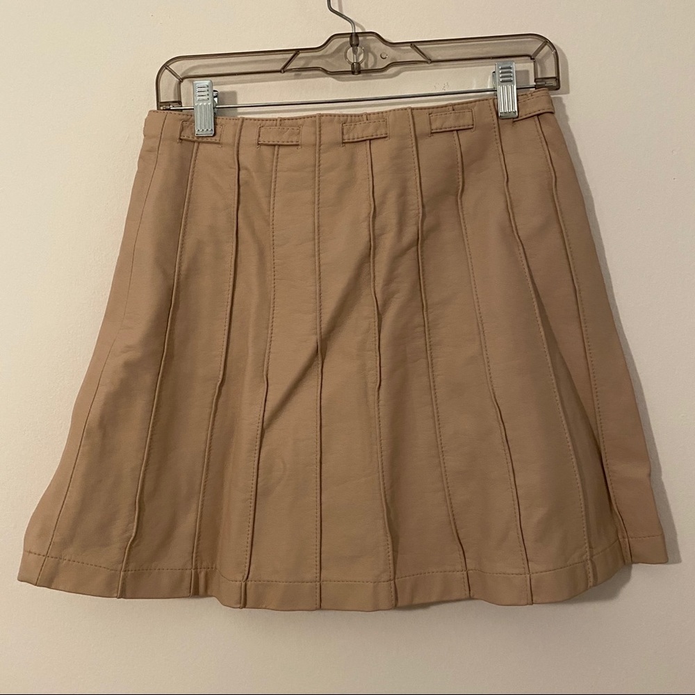 Free People Tan Leather Button-up Skirt - Picture 8 of 8
